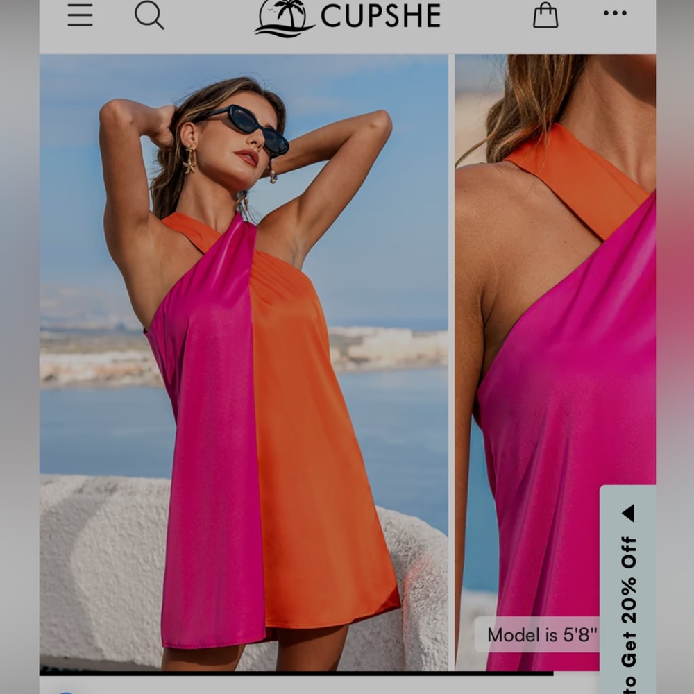CUPSHE golden guava colorblock mini Pink and Orange Dress